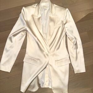 Favorite Daughter Satin Ivory Blazer Jacket